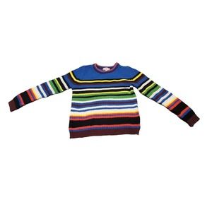 Pink Rose Knitted Bright Colorful Pullover Long Sleeve Multicolor Sweater Size M